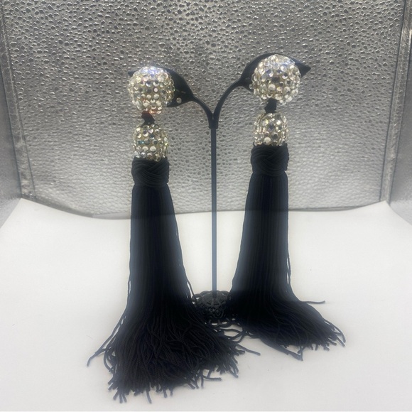 James Arpad Rhinestone Tassel Drop Vintage Earrings Excellent Condition - Picture 1 of 10